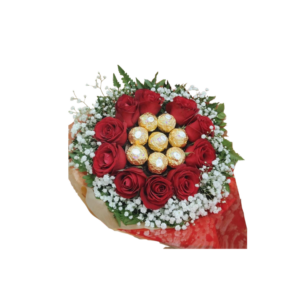 Buquê com Rosas e Ferrero