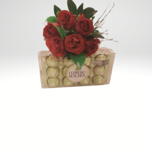 Buquê de 6 Rosas Vermelhas e Ferrero